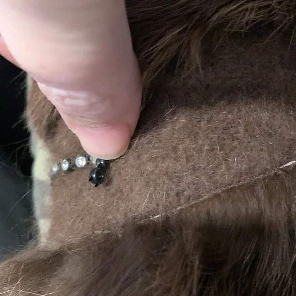 Angora Rabbit Fur Hair Vintage Genuine Embellished Rhinestone Jacket Size Large - Picture 14 of 14